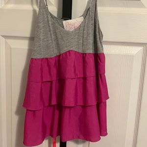 Pink ruffle top